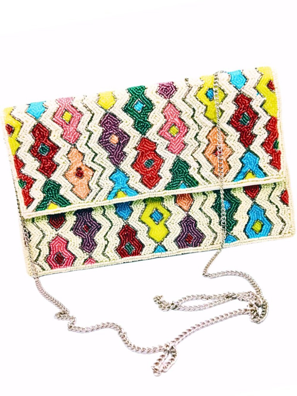Marrakesh Bohemian Style Medallion Beaded Crossbody Clutch Handbag
